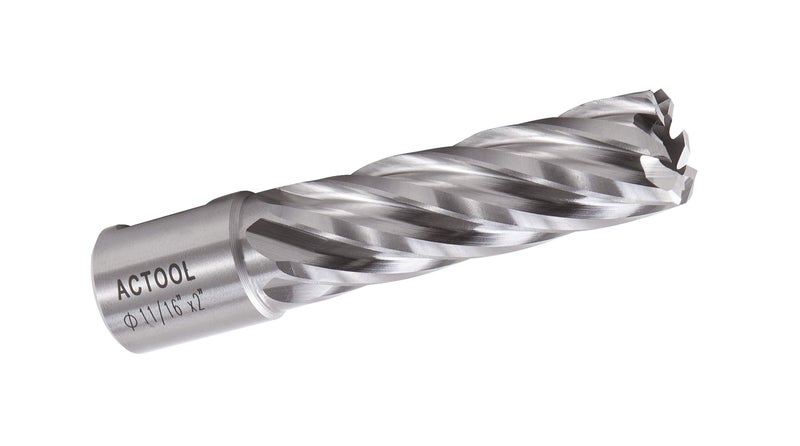 ACTOOL 11/16" Diameter Ã— 2" Depth of Cut HSS ANNULAR Cutter with 3/4'' Weldon Shank - Image 1